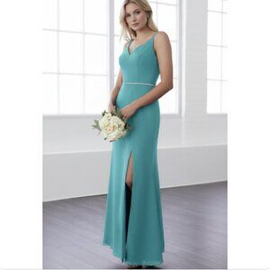 Christina Wu Celebrations Aqua Sleeveless Gown with Sparkling Accents, 4